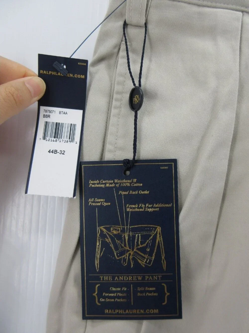 Polo Ralph Lauren Pants 44X32 Big Tan Andrew Chino Pleated Classic Fit